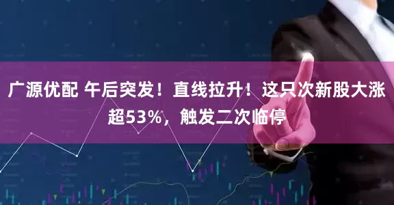 广源优配 午后突发！直线拉升！这只次新股大涨超53%，触发二次临停