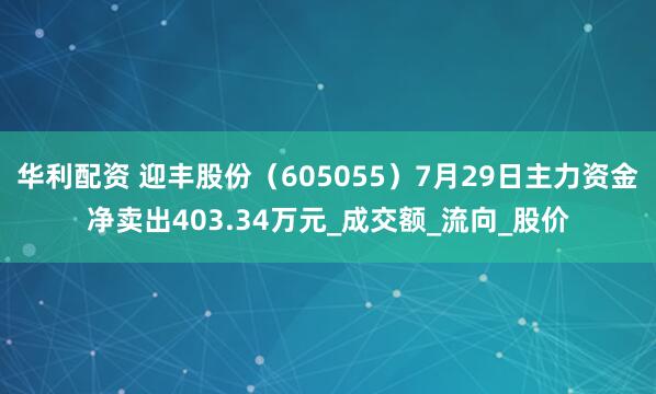 华利配资 迎丰股份（605055）7月29日主力资金净卖出403.34万元_成交额_流向_股价