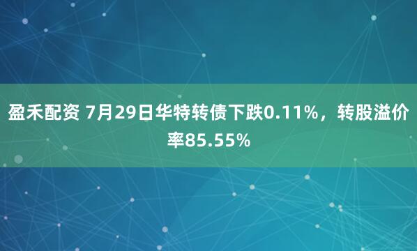 盈禾配资 7月29日华特转债下跌0.11%，转股溢价率85.55%